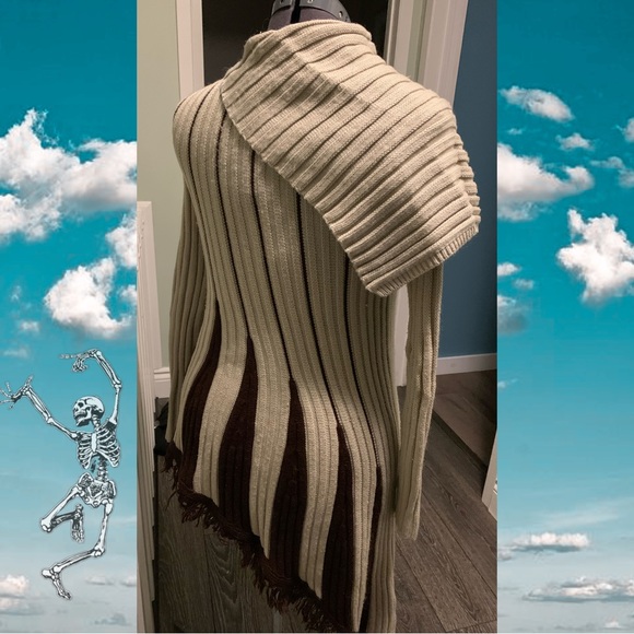 Tan and Brown Asymmetrical Sweater - Picture 2 of 4